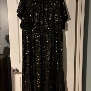 BloomChic Black Dress with Gold Star Accents